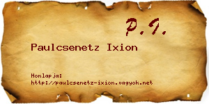 Paulcsenetz Ixion névjegykártya